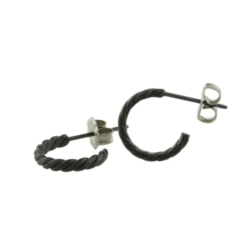 Small 12mm Twisted Black Hoop Earrings